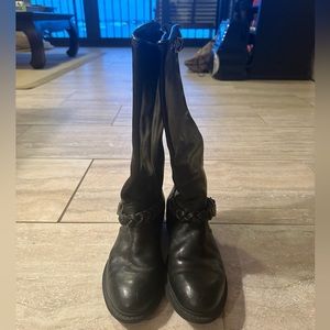 GOLDEN GOOSE LEATHER BRAIDED ACCENT RIDING BOOTS SIZE 38